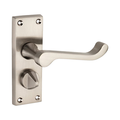 Victorian Scroll Privacy Lever Handle 115mm Satin Nickel