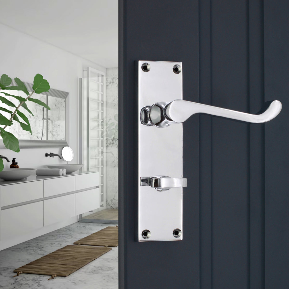 Victorian Scroll Bathroom Lever Handle 150mm Polished Chrome