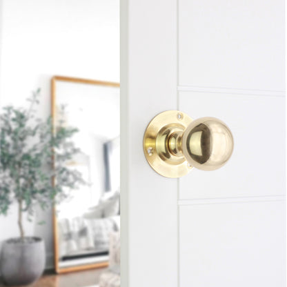 Ball Door Knob Polished Brass
