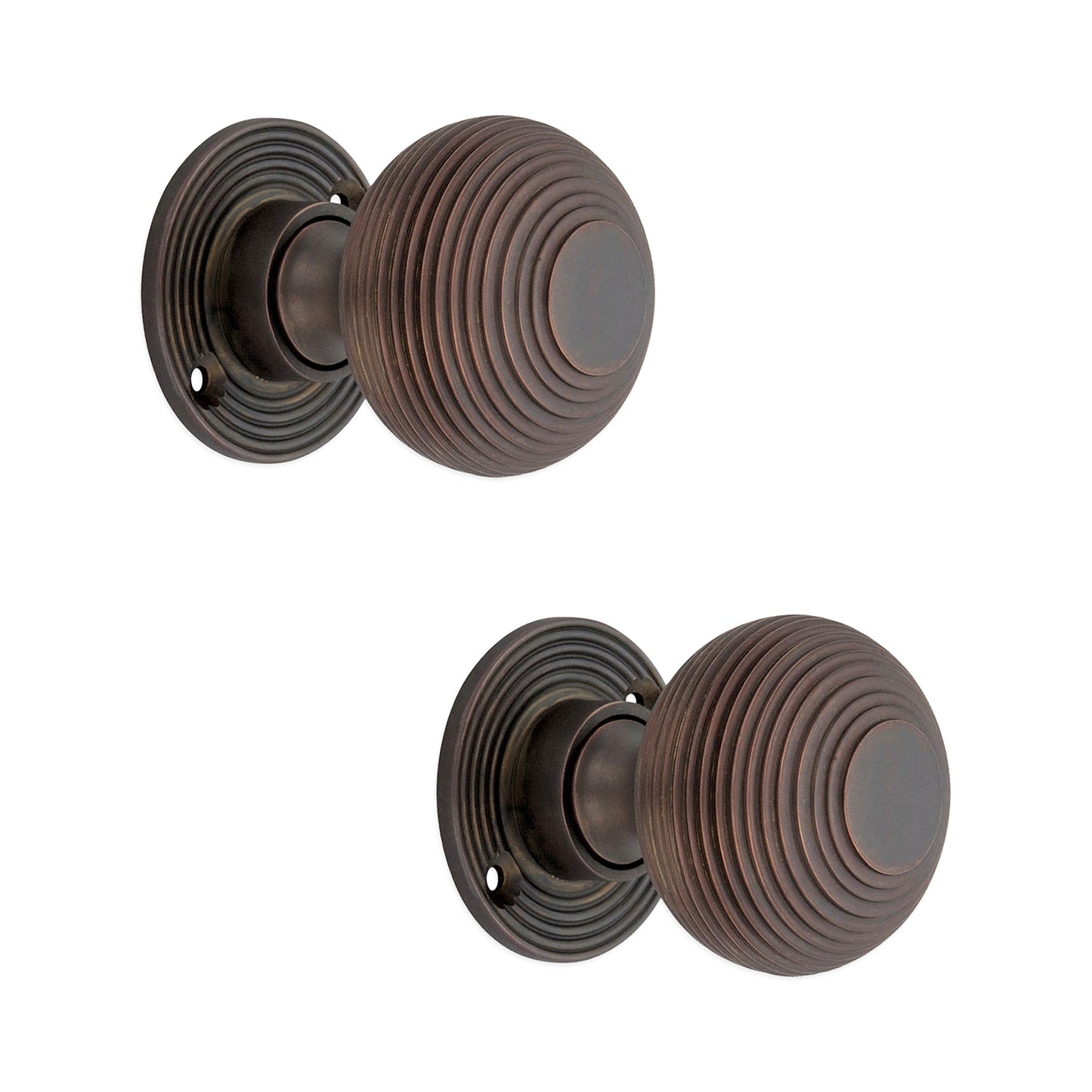 Beehive 50mm Rim/Mortice Door Knob Aged Bronze