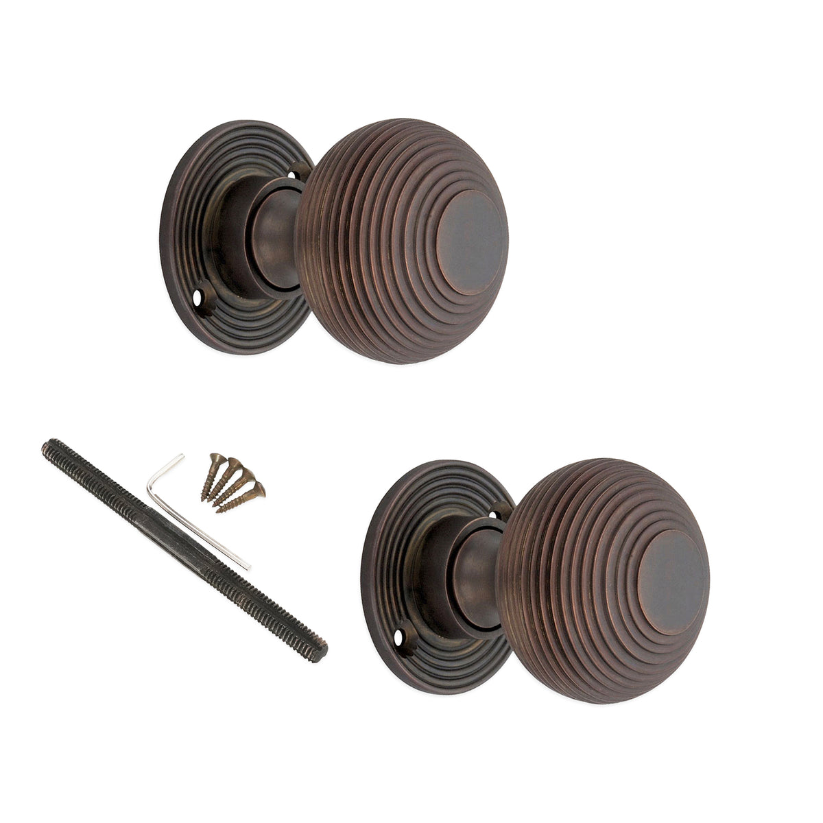 Beehive 50mm Rim/Mortice Door Knob Aged Bronze
