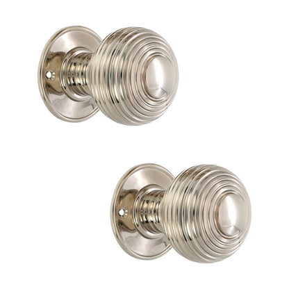 Beehive Large 60mm Mortice Door Knob Polished Nickel