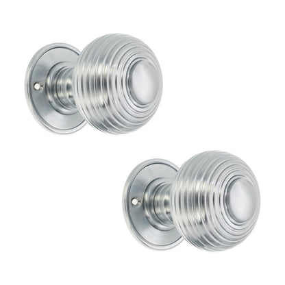 Beehive Large 60mm Mortice Door Knob Satin Chrome