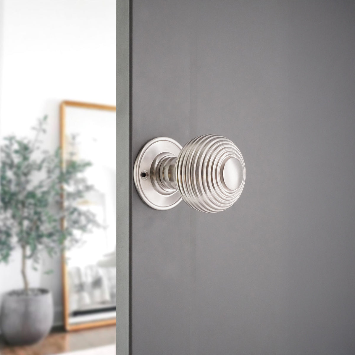Beehive Large 60mm Mortice Door Knob Satin Nickel