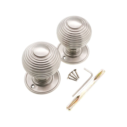 Beehive Large 60mm Mortice Door Knob Satin Nickel