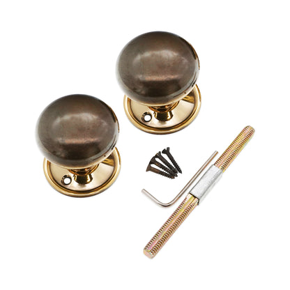Cottage Large 50mm Mortice/Rim Door Knob Aged Brass