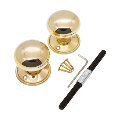 Cottage Large 50mm Rim/Mortice Door Knob Polished Brass