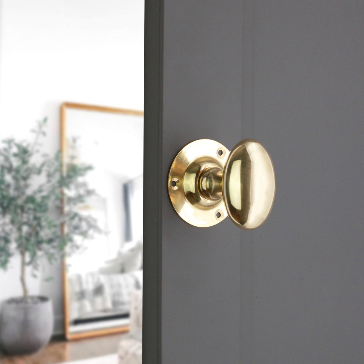 Oval Mortice Door Knob Polished Brass