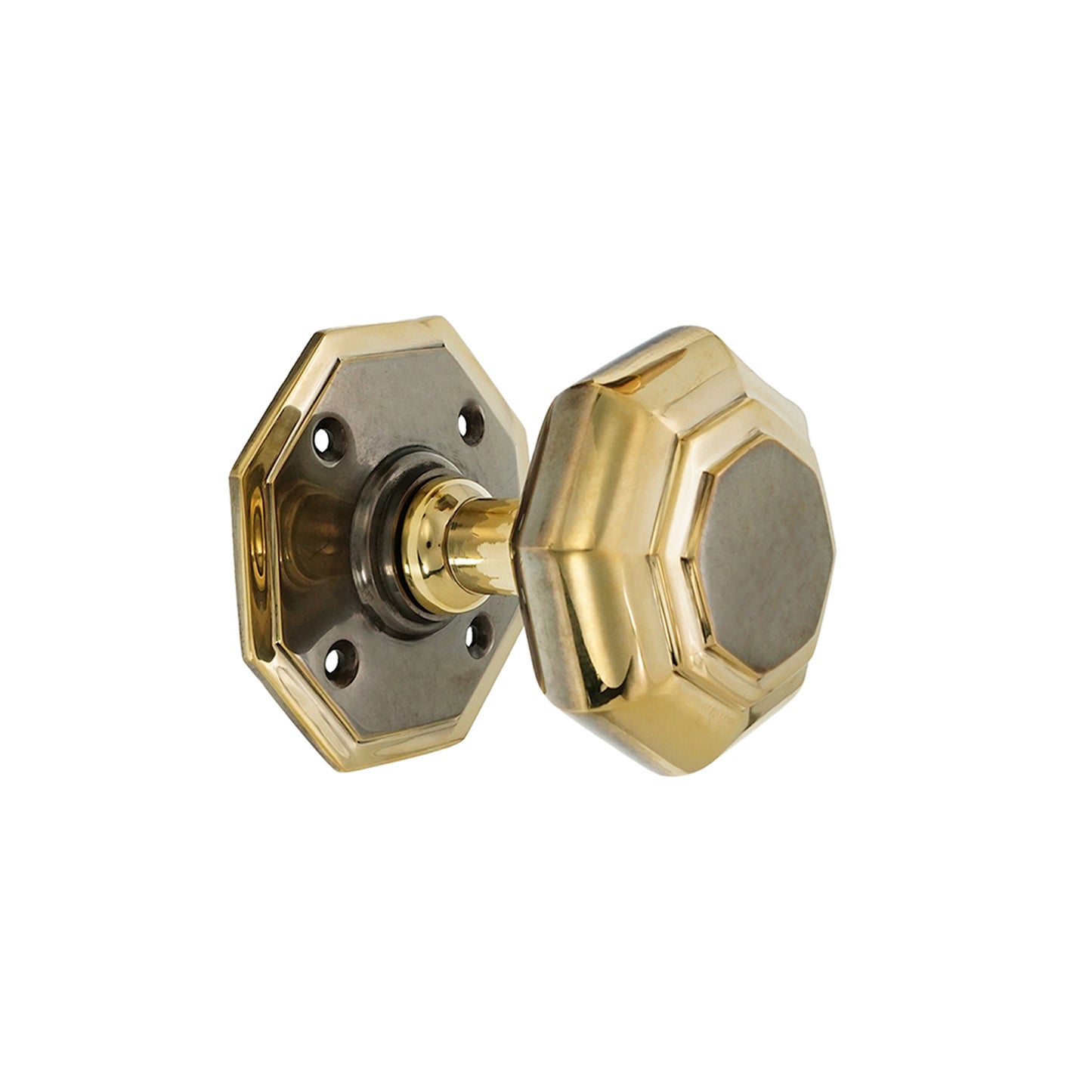 Octagonal Mortice Door Knob Aged Brass