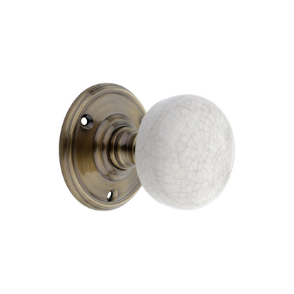 Crackled Porcelain Mortice Door Knob Antique Brass