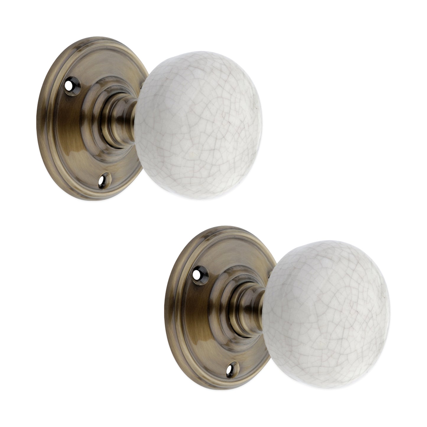 Crackled Porcelain Mortice Door Knob Antique Brass