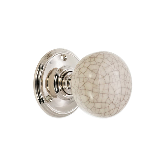 Crackled Porcelain Mortice Door Knob Polished Nickel