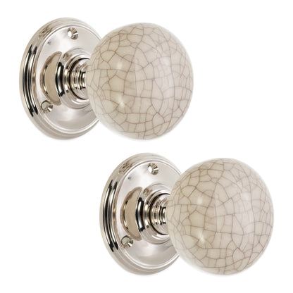 Crackled Porcelain Mortice Door Knob Polished Nickel