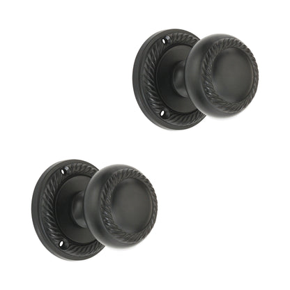 Georgian Mortice Door Knob Matt Black