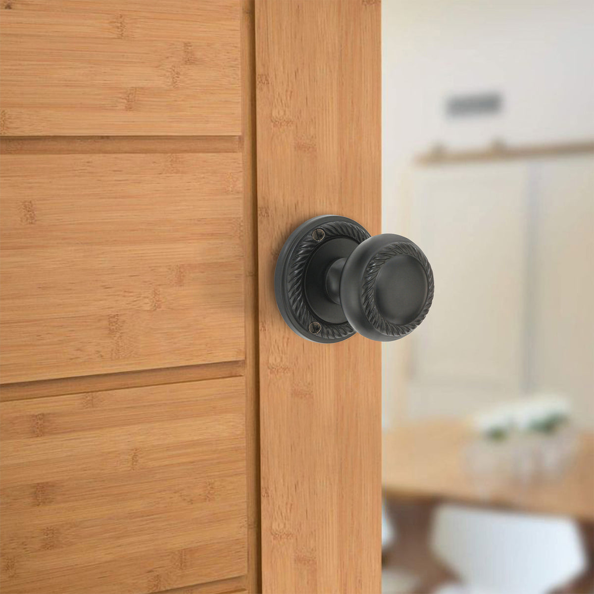 Georgian Mortice Door Knob Matt Black