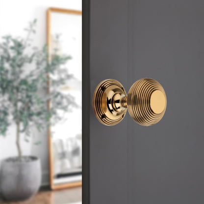 Beehive Door Knob 55mm Aged Brass