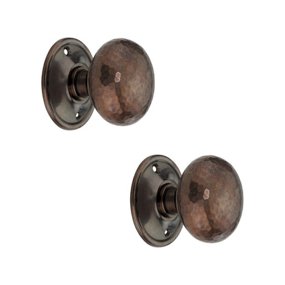 Hammered Cottage Large Mortice/Rim Door Knob Antique