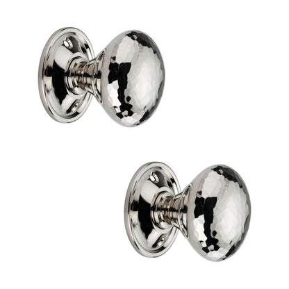 Hammered Mushroom Mortice/Rim Door Knob Polished Nickel