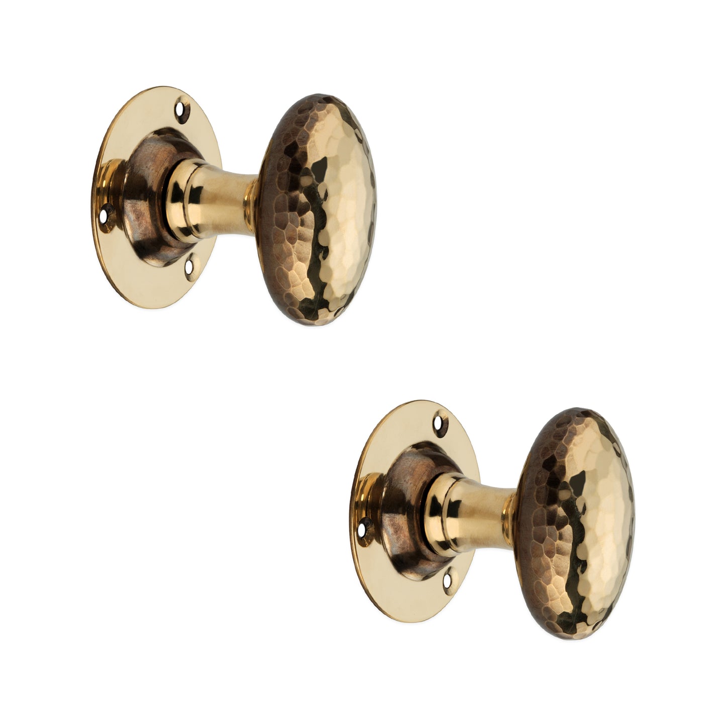 Hammered Oval Mortice Door Knob Aged Brass