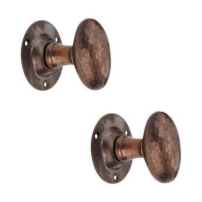 Hammered Oval Mortice Door Knob Antique