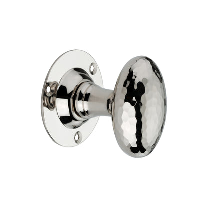 Hammered Oval Mortice Door Knob Polished Nickel