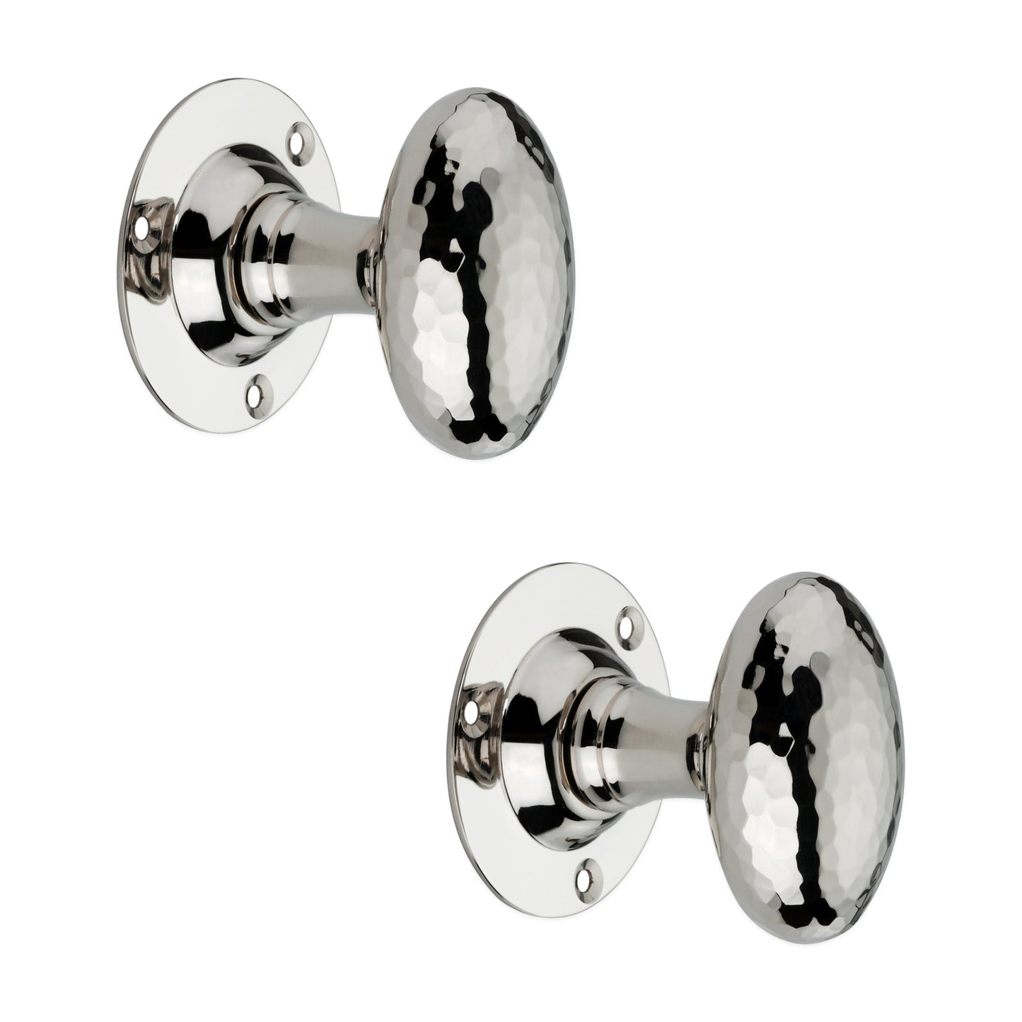 Hammered Oval Mortice Door Knob Polished Nickel