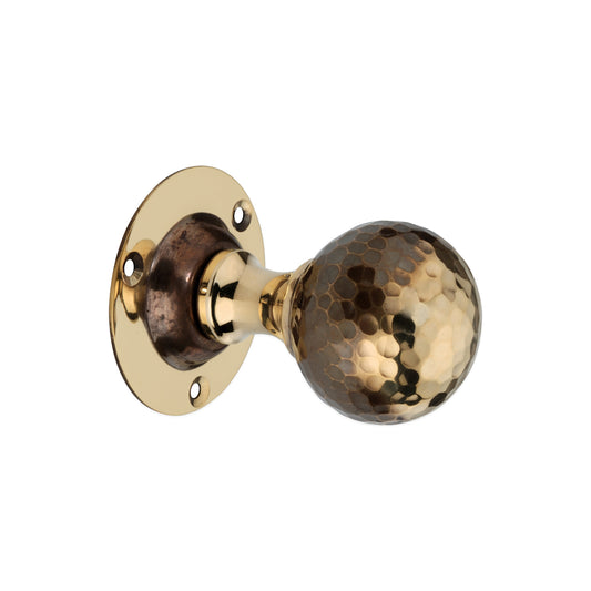 Hammered Ball Mortice Door Knob Aged Brass