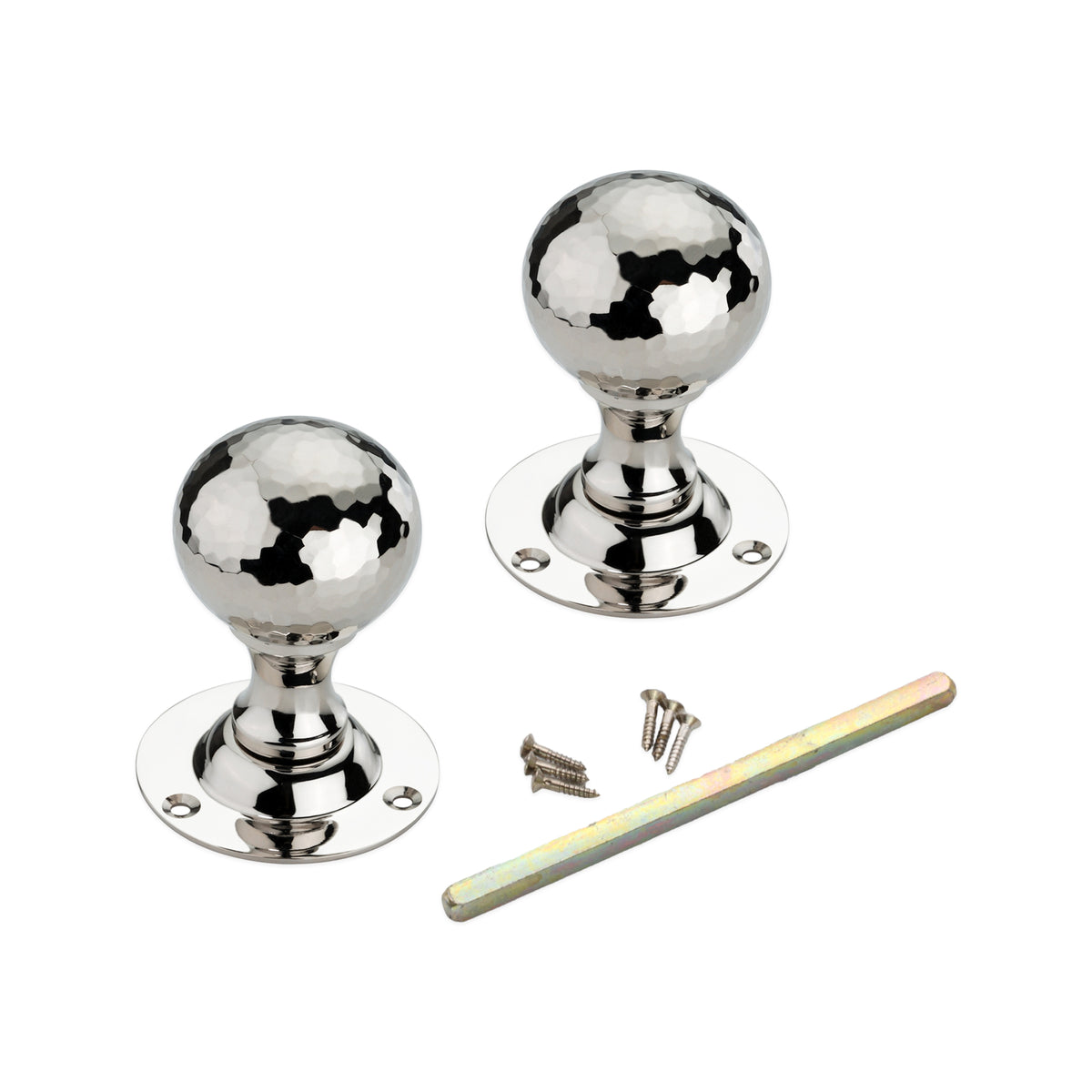 Hammered Ball Mortice Door Knob Polished Nickel