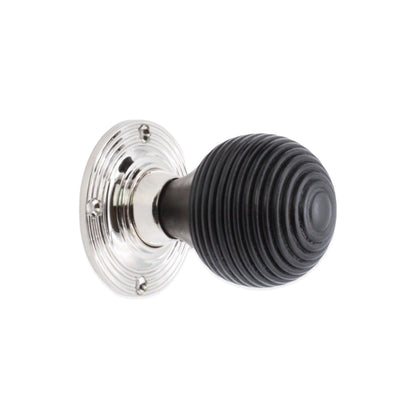 Ebonised Beehive Rim/Mortice Door Knob Polished Nickel
