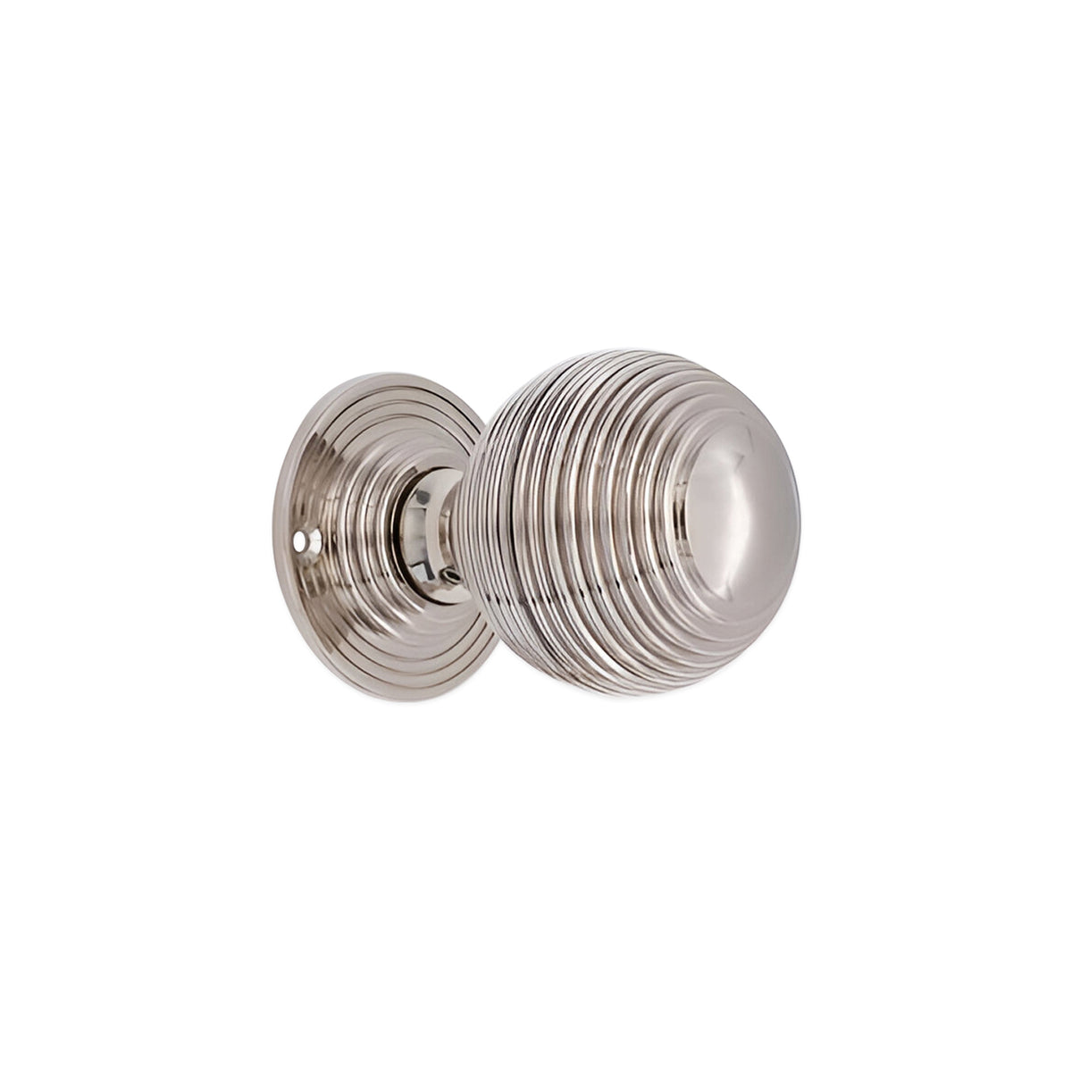 Reeded 60mm Rim/Mortice Door Knob Polished Nickel