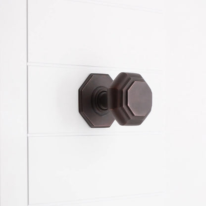 Octagonal Centre Door Knob Aged Bronze