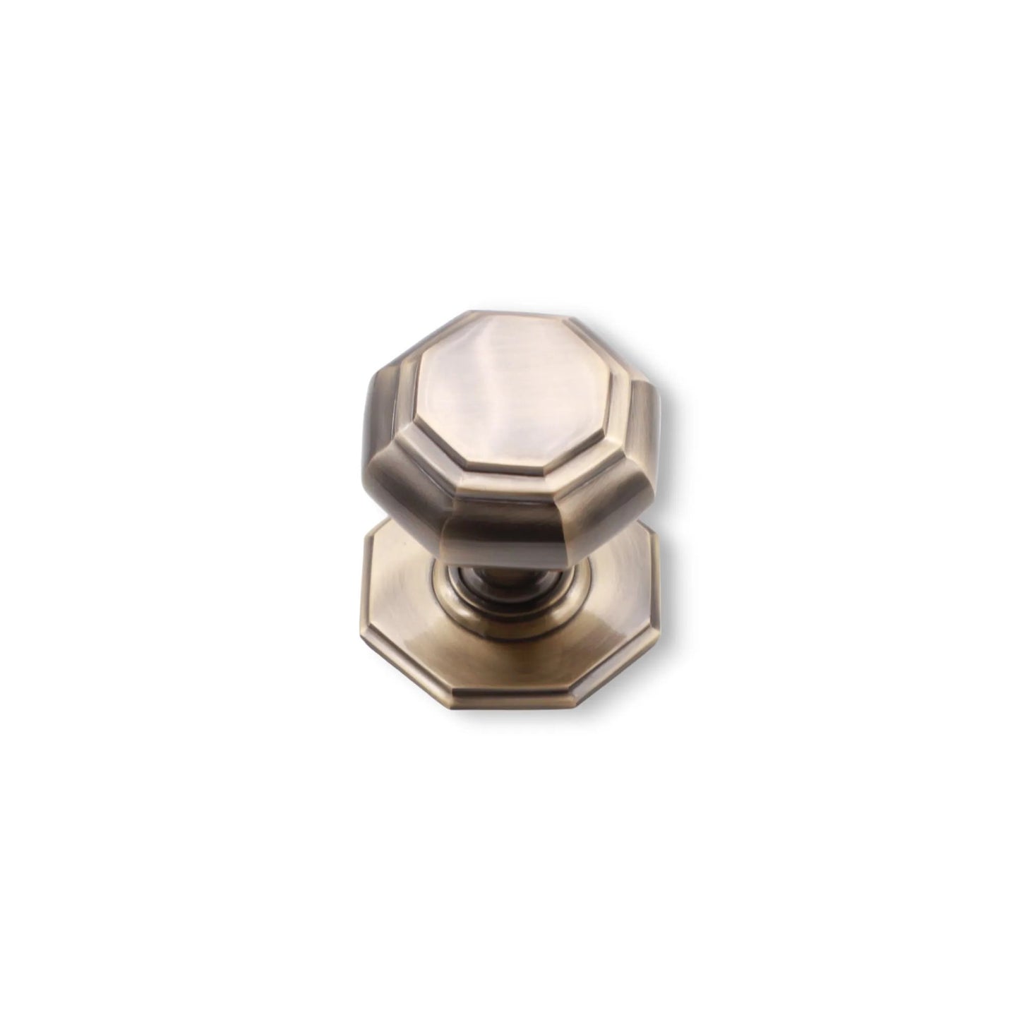 Octagonal Centre Door Knob Antique Brass