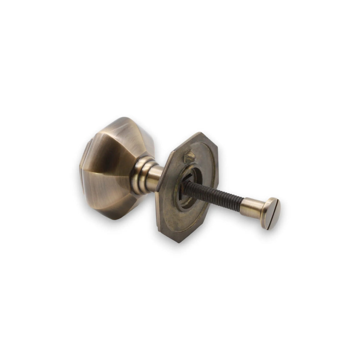Octagonal Centre Door Knob Antique Brass