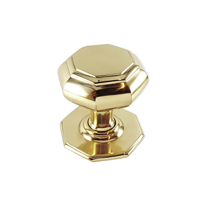 Octagonal Centre Door Knob Polished Brass
