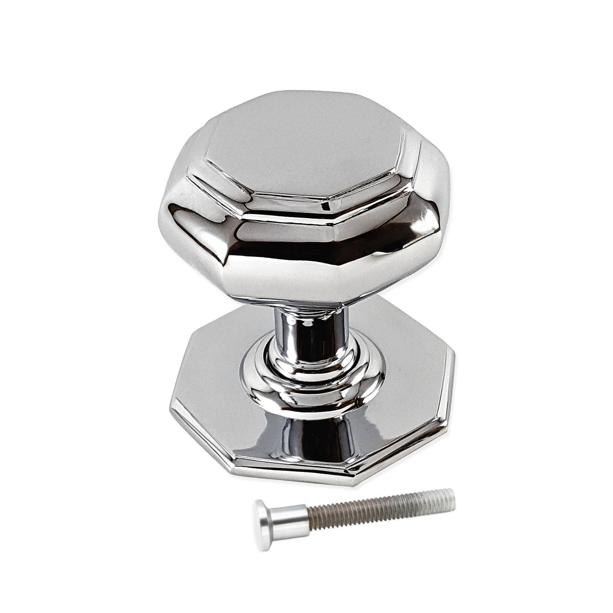 Octagonal Centre Door Knob Polished Chrome