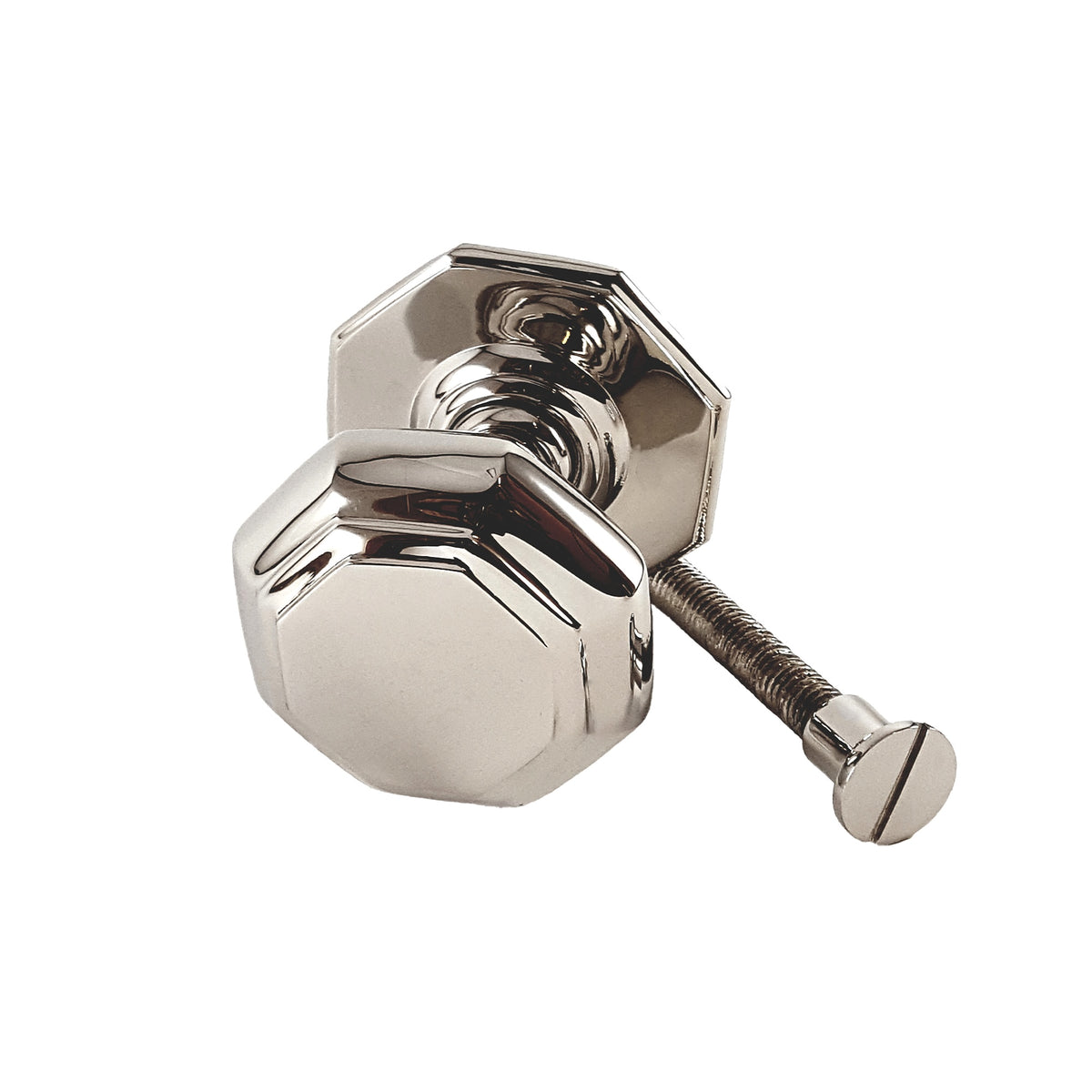 Octagonal Centre Door Knob Polished Nickel