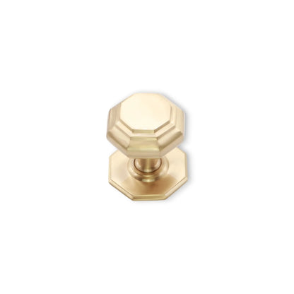 Octagonal Centre Door Knob Satin Brass