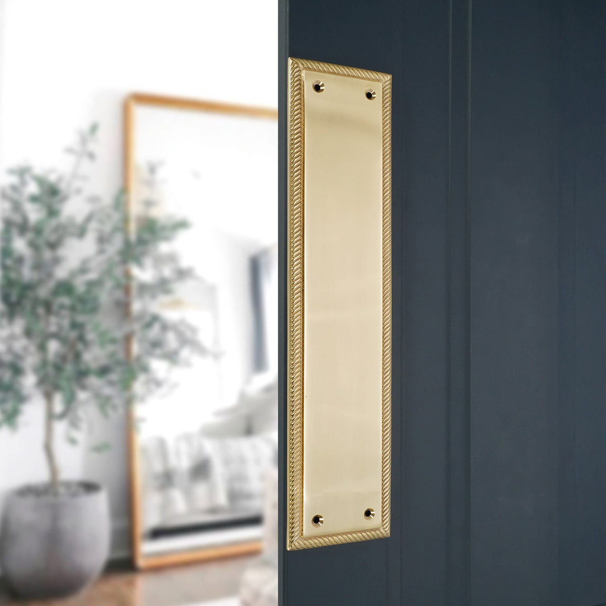 Georgian Finger Plate 300mm Polished Brass