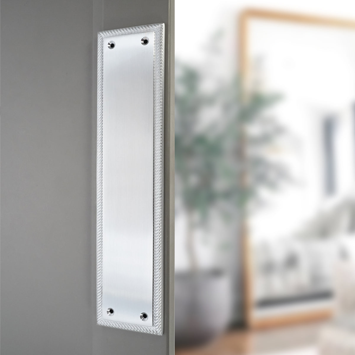 Georgian Finger Plate 300mm Satin Chrome