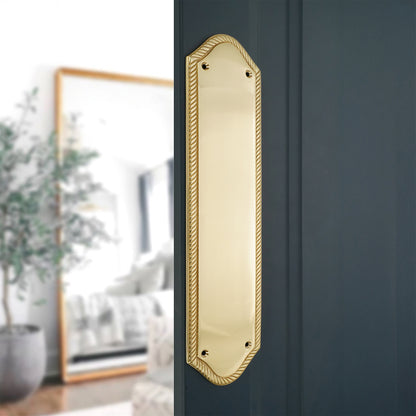 Georgian Half Round  Finger Plate 300mm Polished Brass
