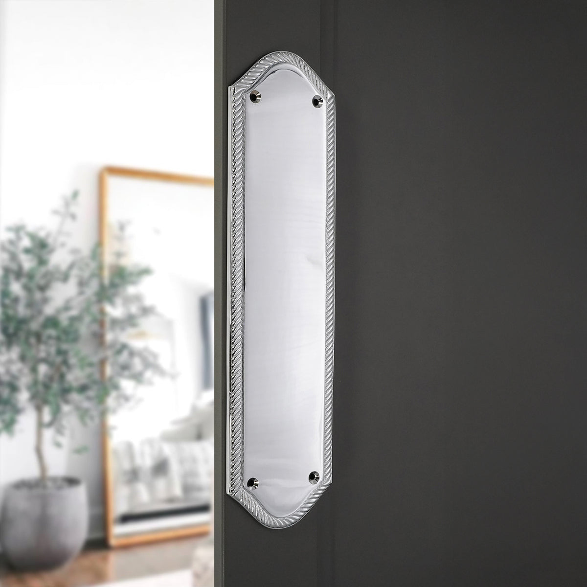 Georgian Half Round  Finger Plate 300mm Satin Chrome