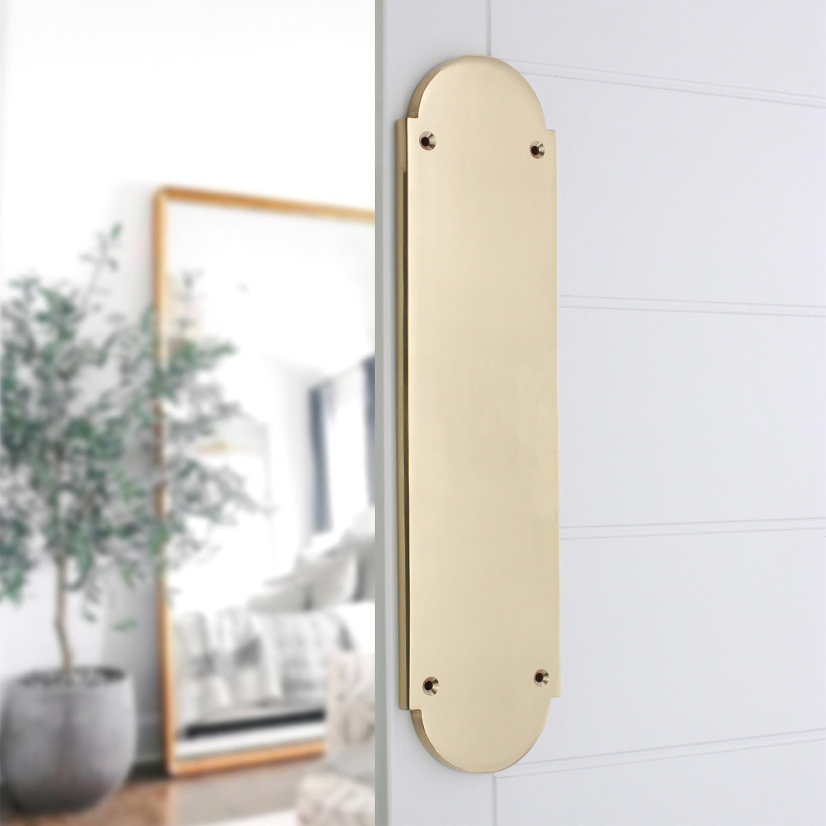 Victorian Half Round Finger Plate 300mm Polished Brass
