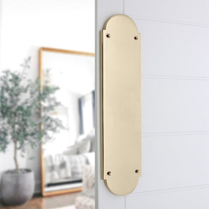 Victorian Half Round Finger Plate 300mm Polished Brass