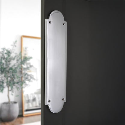 Victorian Half Round Finger Plate 300mm Polished Chrome