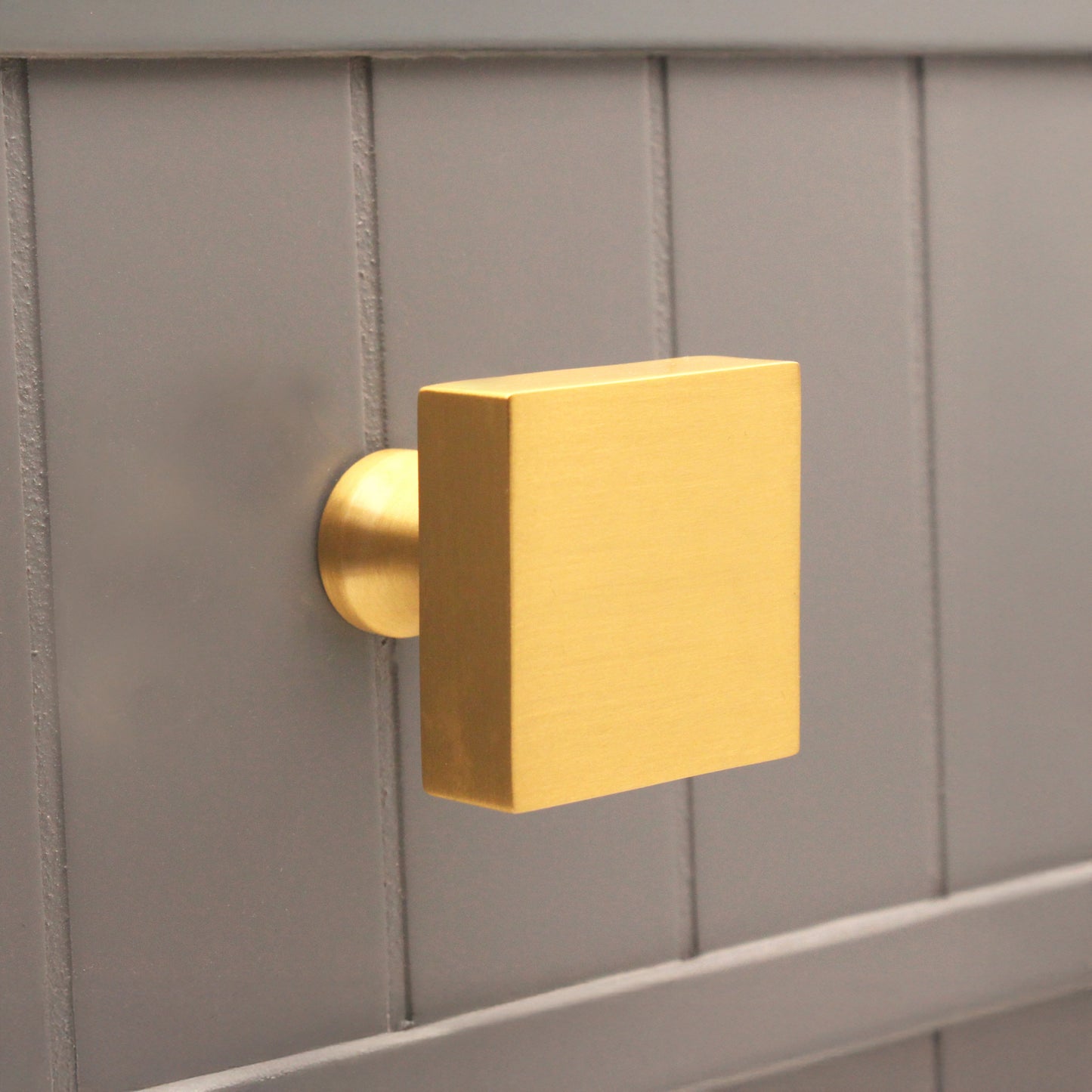 Square Cupboard Knob Satin Brass