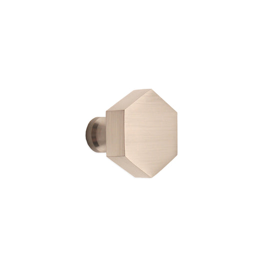 Hexagonal Cupboard Knob Satin Silver