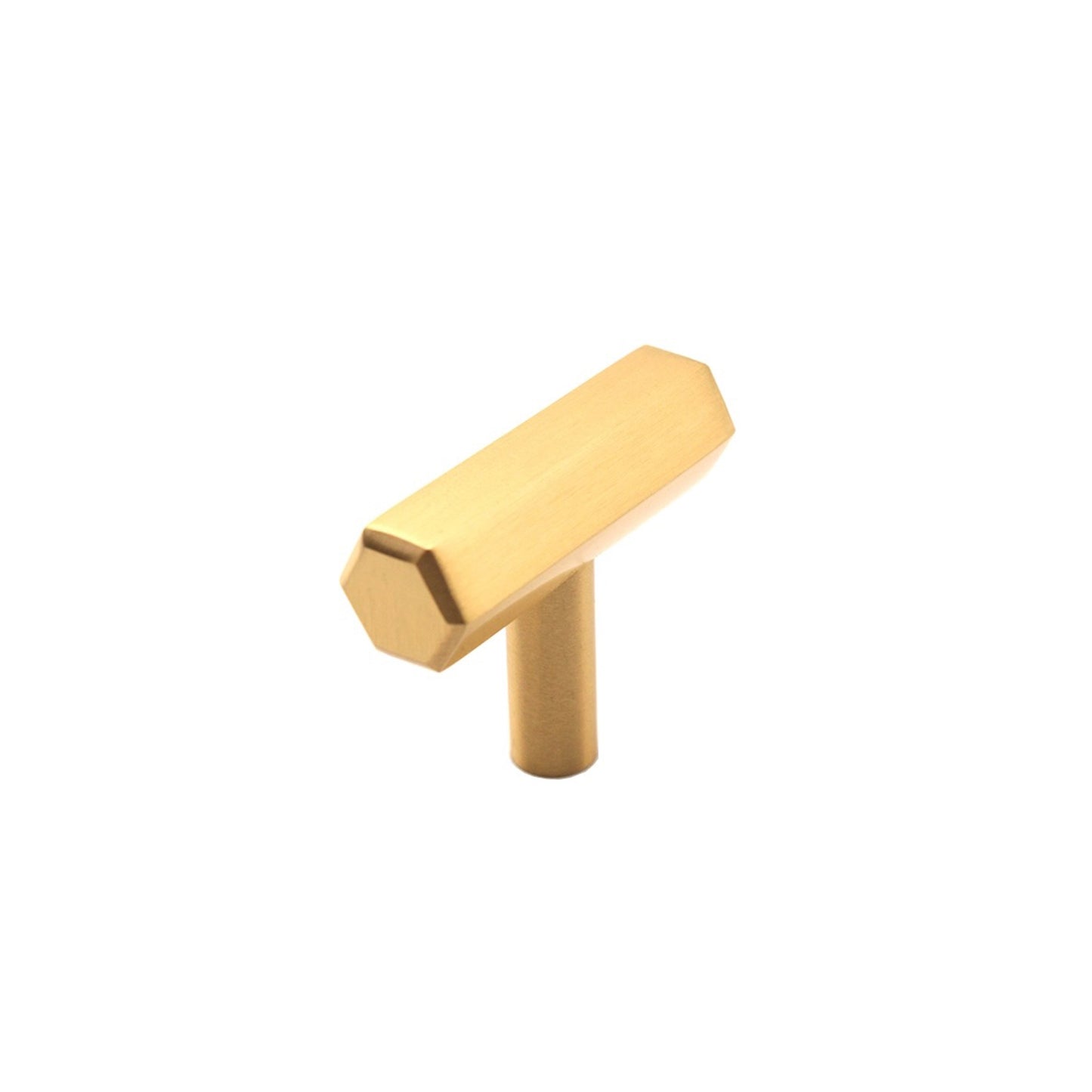 Hexagonal T bar Cupboard Pull Satin Brass
