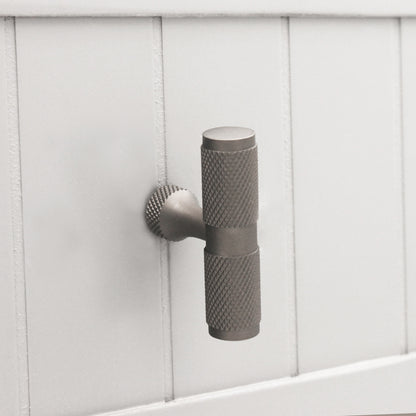 Knurled T bar Cupboard Pull Gunmetal Grey