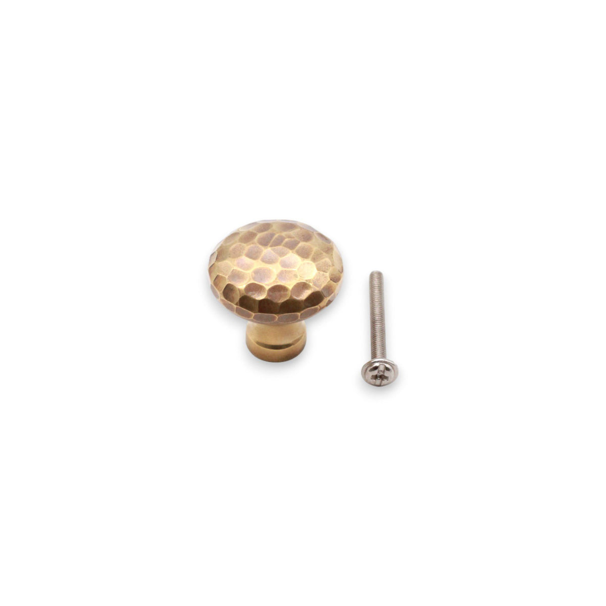 Hammered Mushroom 32mm Cupboard Knob Aged Brass