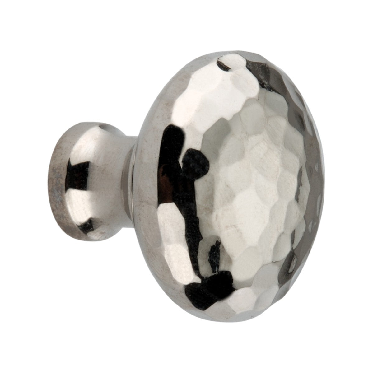 Hammered Mushroom 32mm Cupboard Knob Polished Nickel